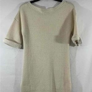 Calvin Klein Ivory Women's Short Sleeve Boat Neck Sweater, Sz. XL